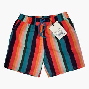 NWT PAUL SMITH Junior “Artist Stripe”Multicolor Striped Swim Shorts Size 6